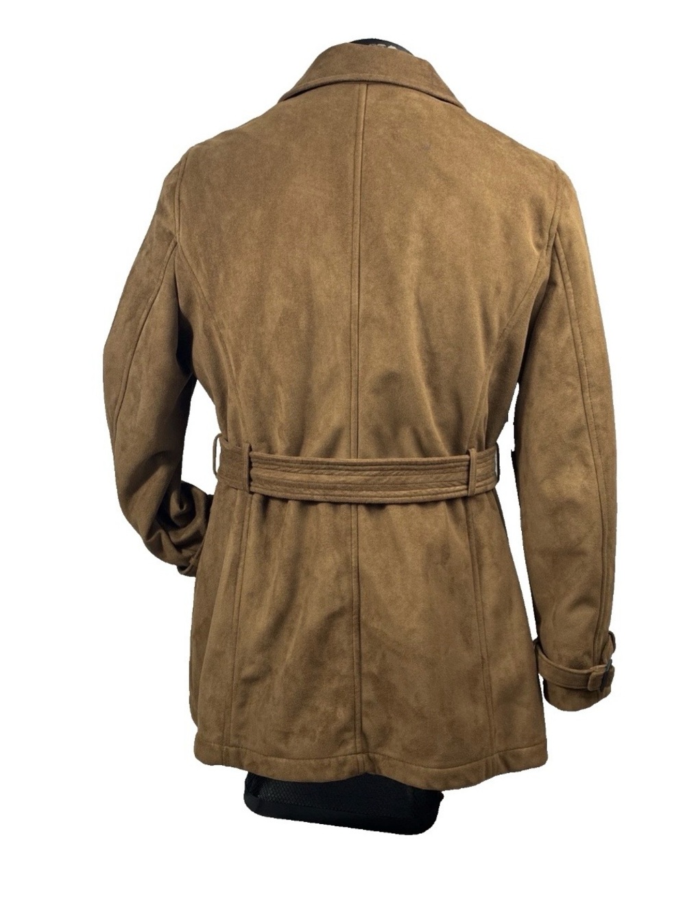 Jones NY Brown Trench Women XL Rich Earthy Brown Vegan Faux Suede Strong Femme - Picture 2 of 15